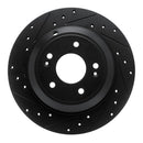 R1 18-23 Genesis G70 Rear Left Drilled & Slotted Black Brake Rotor
