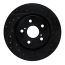 R1 18-25 Lexus UX250h Front Right Drilled & Slotted Black Brake Rotor
