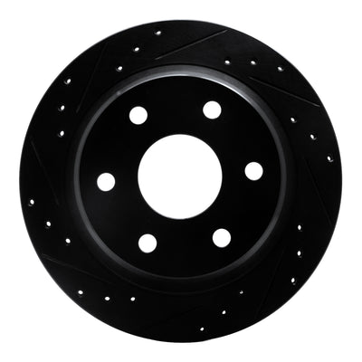 R1 99-07 Chevrolet AVALANCHE 1500 Rear Left Drilled & Slotted Black Brake Rotor