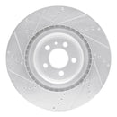 R1 13-14 Ford Mustang Front Right Drilled & Slotted Silver Brake Rotor