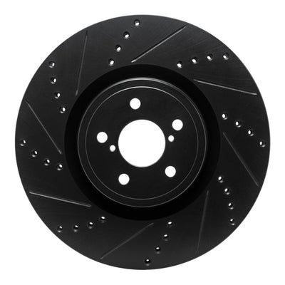 R1 03-25 Subaru Impreza Front Left Drilled & Slotted Black Brake Rotor