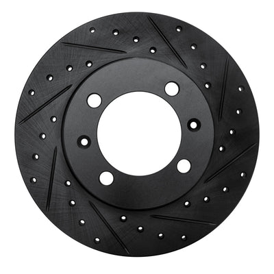 R1 81-87 Saab 900 Front Right Drilled & Slotted Black Brake Rotor