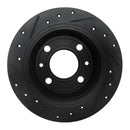 R1 86-98 Saab 9000 Rear Right Drilled & Slotted Black Brake Rotor
