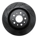 R1 17-24 Maserati LeVante Rear Left Drilled & Slotted Black Brake Rotor