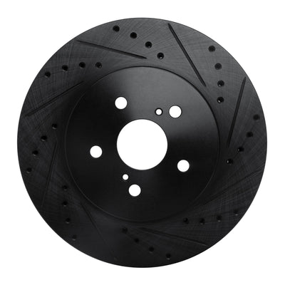 R1 04-09 Lexus RX350 Front Right Drilled & Slotted Black Brake Rotor