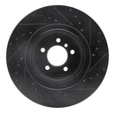 R1 07-08 BMW ALPINA B7 Rear Left Drilled & Slotted Black Brake Rotor