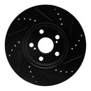 R1 08-19 Pontiac Vibe Front Left Drilled & Slotted Black Brake Rotor