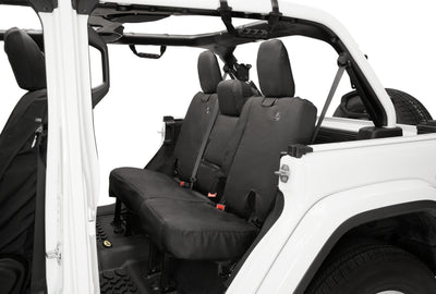 Bestop 18-23 Jeep Wrangler JL 4-Door Exc. 4Xe Rear W/O Fold Down Arm Rest Seat Covers (Blk Diamond)