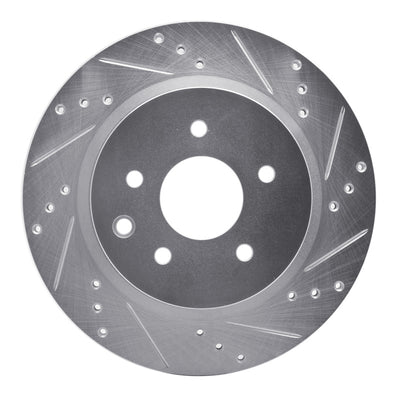 R1 09-20 Nissan 370Z Rear Right Drilled & Slotted Silver Brake Rotor