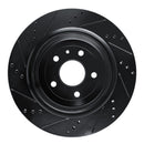 R1 14-19 Chevrolet Corvette Rear Right Drilled & Slotted Black Brake Rotor