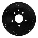 R1 03-05 Infiniti G35 Front & Rear Drilled & Slotted Black Brake Rotor Set