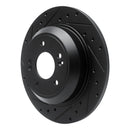 R1 18-23 Genesis G70 Rear Left Drilled & Slotted Black Brake Rotor
