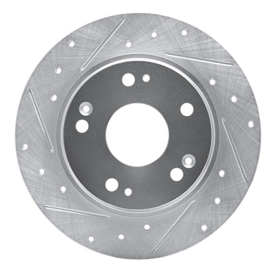 R1 11-15 Honda CR-Z Rear Left Drilled & Slotted Silver Brake Rotor