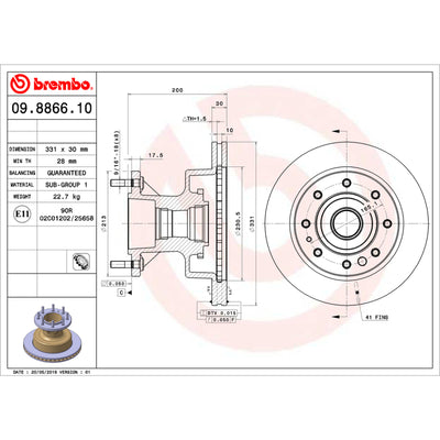 Brembo 03-05 Ford E-350 Club Wagon/95-98 E-350 Econoline Front Premium OE Equivalent Rotor