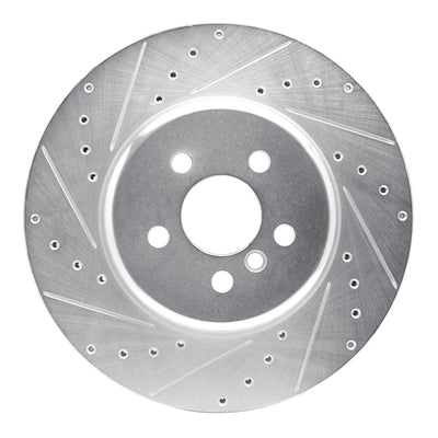 R1 17-25 BMW 530E Front Left Drilled & Slotted Silver Brake Rotor