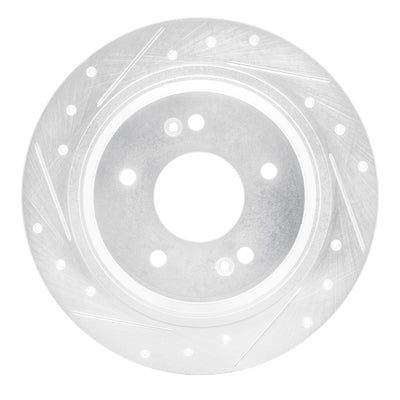 R1 18-25 Hyundai Kona Rear Left Drilled & Slotted Silver Brake Rotor