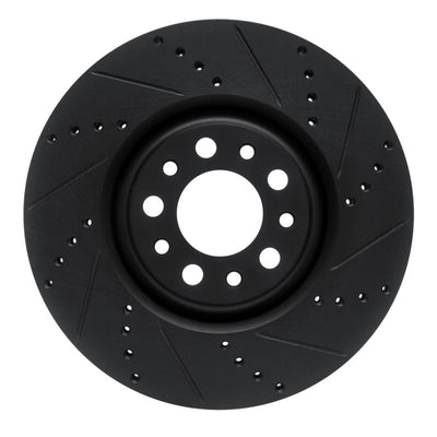 R1 2017-2025 Alfa Romeo Stelvio Front Right Drilled & Slotted Black Brake Rotor