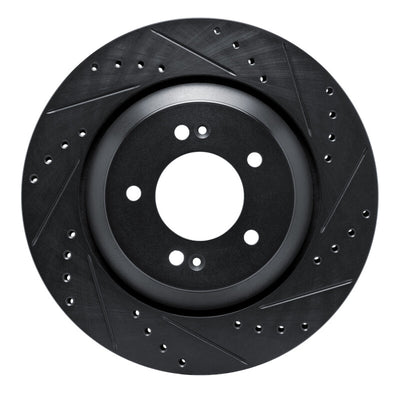 R1 2019-2025 Hyundai Kona N Rear Right Drilled & Slotted Black Brake Rotor