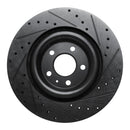 R1 2017-2025 Audi Q8 e-Tron Sportback Rear Left Drilled & Slotted Black Brake Rotor