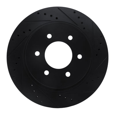 R1 16-24 Nissan Titan XD Front Right Drilled & Slotted Black Brake Rotor