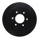 R1 16-24 Nissan Titan XD Front Right Drilled & Slotted Black Brake Rotor