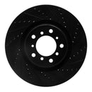 R1 01-06 BMW M3 Left Front Drilled & Slotted Black Brake Rotor
