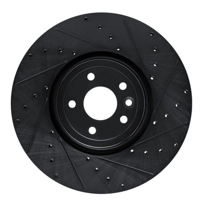 R1 16-24 Jaguar XF Front Right Drilled & Slotted Black Brake Rotor