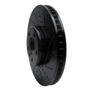 R1 10-18 BMW 550I Left Front Drilled & Slotted Black Brake Rotor