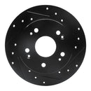 R1 06-11 Honda Civic Front & Rear Drilled & Slotted Black Brake Rotor Set