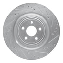 R1 08-09 Jaguar XKR Left Rear Drilled & Slotted Silver Brake Rotor