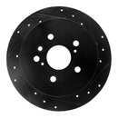 R1 04-10 Toyota SIENNA Rear Right Drilled & Slotted Black Brake Rotor