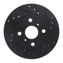 R1 90-91 Toyota Celica Front Right Drilled & Slotted Black Brake Rotor