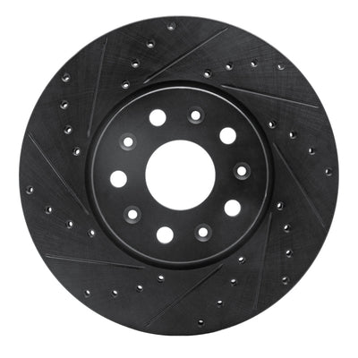 R1 16-25 Cadillac CT5 Front Left Drilled & Slotted Black Brake Rotor