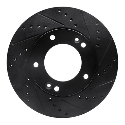 R1 2007-2009 Kia Sorento Front Right Drilled & Slotted Black Brake Rotor