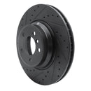 R1 02-08 BMW 745LI Front Left Drilled & Slotted Black Brake Rotor