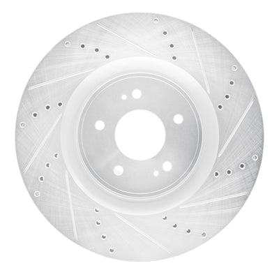 R1 08-15 Mitsubishi Lancer Front Right Drilled & Slotted Silver Brake Rotor
