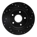 R1 08-16 Chrysler Town & Country Rear Left Drilled & Slotted Black Brake Rotor