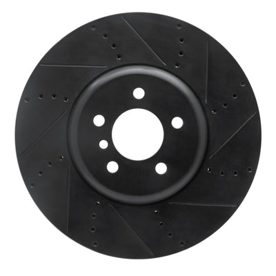 R1 09-17 BMW 550I GT Right Front Drilled & Slotted Black Brake Rotor