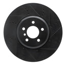 R1 09-17 BMW 550I GT Right Front Drilled & Slotted Black Brake Rotor