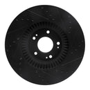 R1 09-14 Hyundai Genesis Sedan Front Left Drilled & Slotted Black Brake Rotor