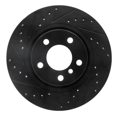 R1 11-18 BMW X4 Rear Left Drilled & Slotted Black Brake Rotor