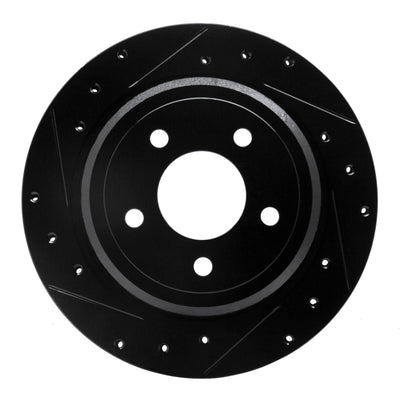 R1 03-11 Ford Crown Victoria Rear Left Drilled & Slotted Black Brake Rotor