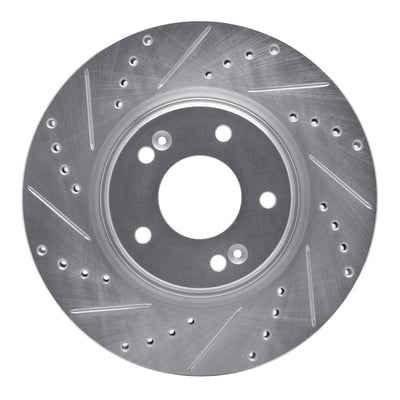 R1 15-25 Hyundai Kona EV Front Left Drilled & Slotted Silver Brake Rotor