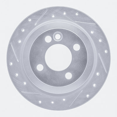 R1 02-15 Mini Cooper Clubman Rear Left Drilled & Slotted Silver Brake Rotor