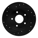R1 89-93 Nissan Maxima Rear Right Drilled & Slotted Black Brake Rotor