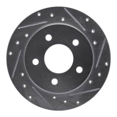 R1 94-04 Ford Mustang Rear Right Drilled & Slotted Silver Brake Rotor