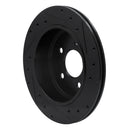 R1 03-11 Ford Crown Victoria Rear Left Drilled & Slotted Black Brake Rotor