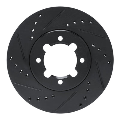R1 83-84 Toyota Cressida Front Left Drilled & Slotted Black Brake Rotor