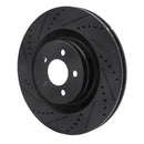 R1 05-23 Chrysler 300 Front Left Drilled & Slotted Black Brake Rotor
