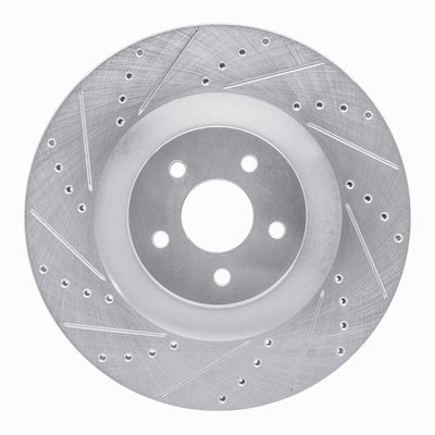R1 16-18 Ford Focus Front Left Drilled & Slotted Silver Brake Rotor